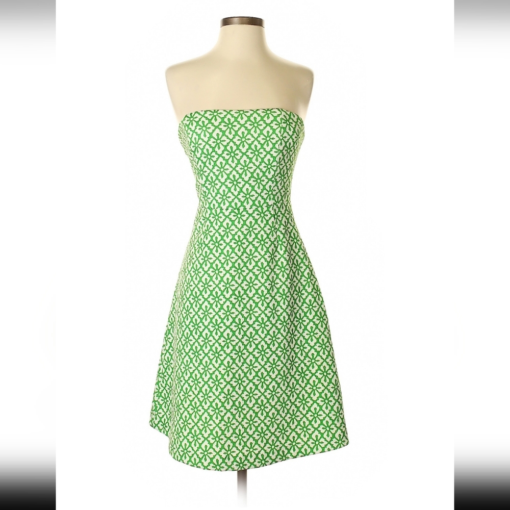 Belle Badgley Mischka, size 0, green and white dress.